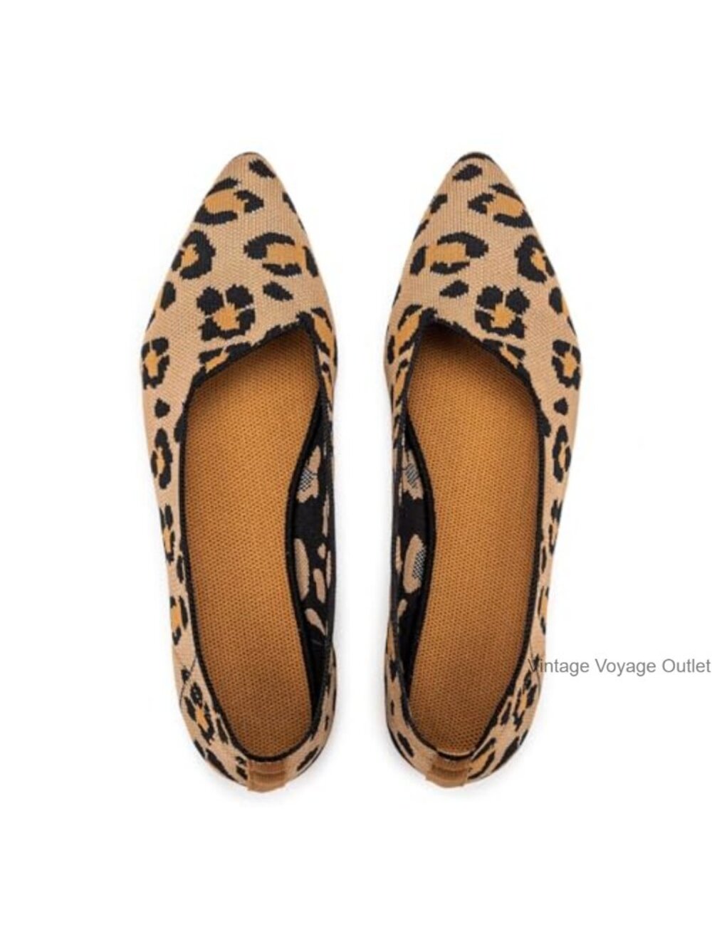 Women's Knit Flat Shoes Pointed Toe Slip On Comfortable Ballet Flats